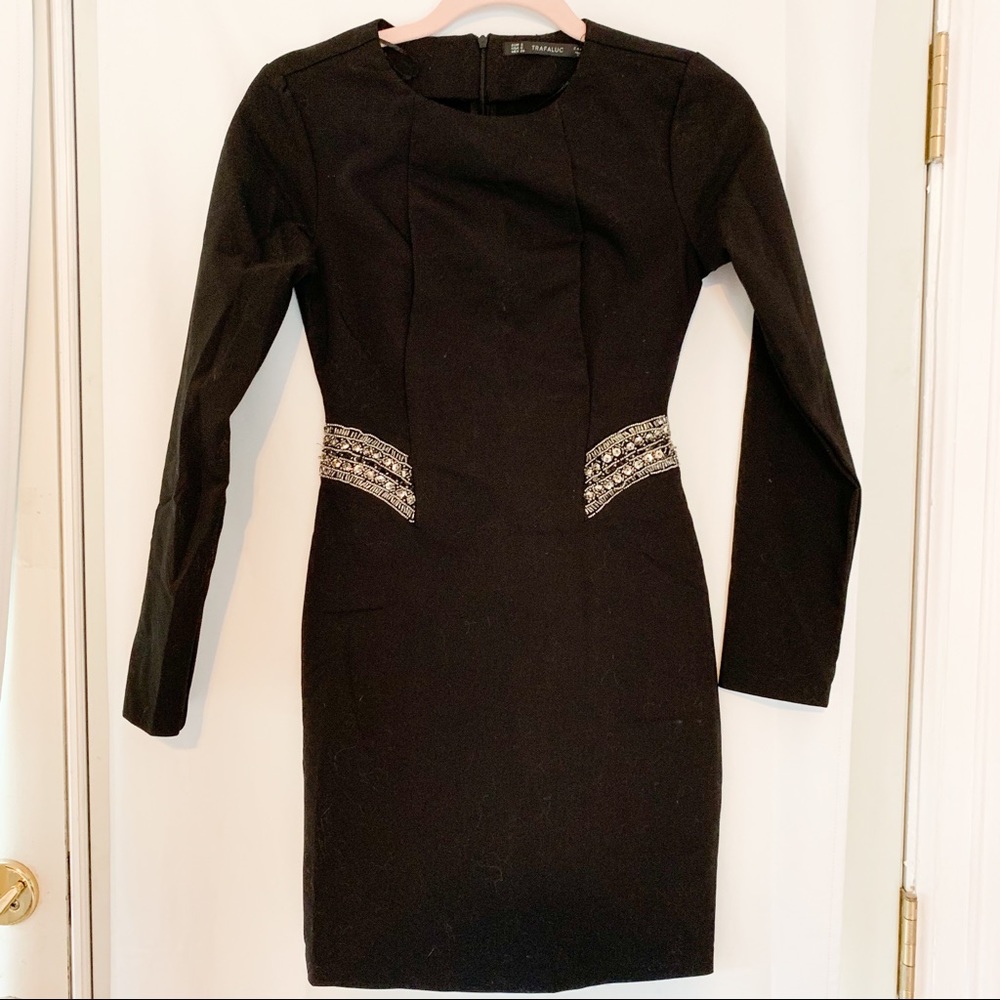 Zara Trafaluc Beaded Long Sleeve Dress